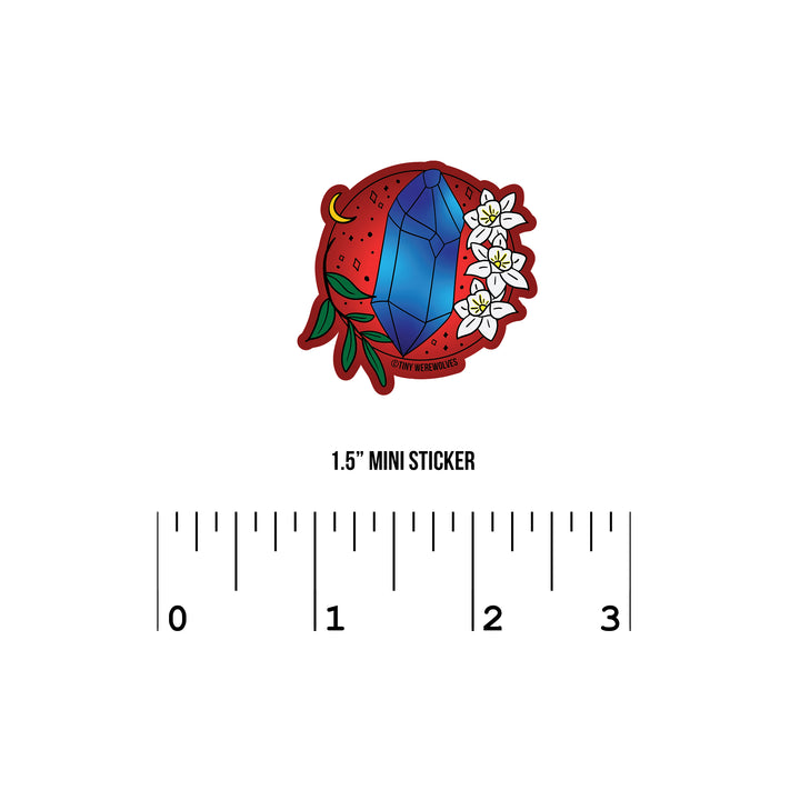 December Crystal & Flower Birthstone Sticker 1.5" Mini Sticker