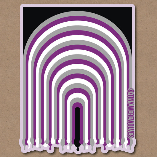 Original artwork by Tiny Werewolves | Demisexual Dripping Rainbow Sticker in | Shop to get your gender neutral Sticker