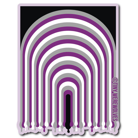 Original artwork by Tiny Werewolves | Demisexual Dripping Rainbow Sticker in 5" Sticker | Shop to get your gender neutral Sticker