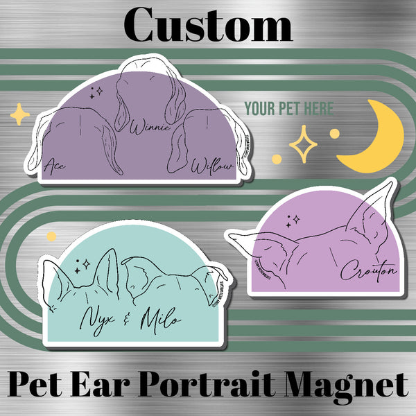 Custom Illustrated Pet Ear Magnet