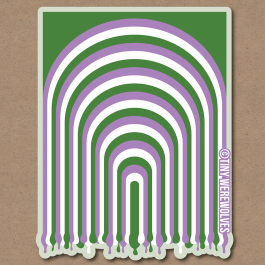 Original artwork by Tiny Werewolves | Genderqueer Dripping Rainbow Sticker in | Shop to get your gender neutral Sticker