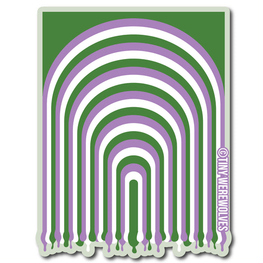 Original artwork by Tiny Werewolves | Genderqueer Dripping Rainbow Sticker in 5" Sticker | Shop to get your gender neutral Sticker