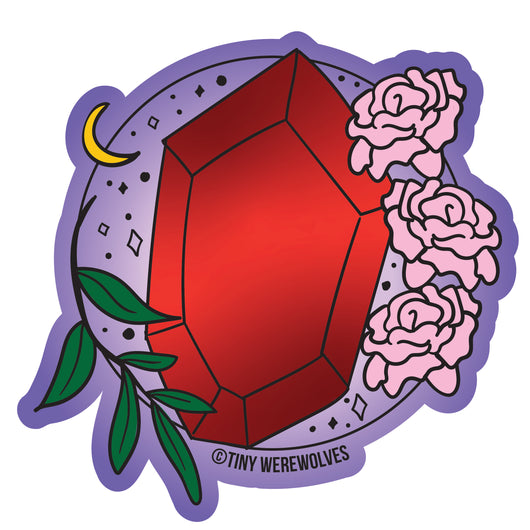 Original artwork by Tiny Werewolves | January Crystal & Flower Birthstone Sticker in | Shop to get your gender neutral Sticker