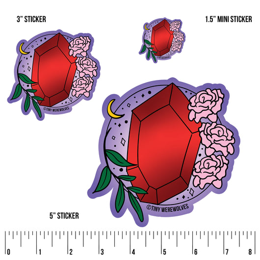 Original artwork by Tiny Werewolves | January Crystal & Flower Birthstone Sticker in | Shop to get your gender neutral Sticker