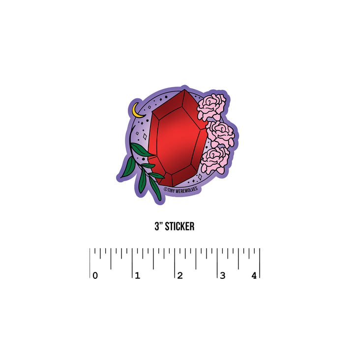 January Crystal & Flower Birthstone Sticker 3" Sticker
