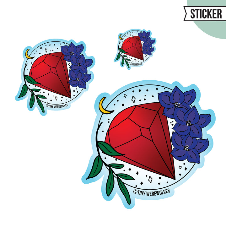 July Crystal & Flower Birthstone Sticker