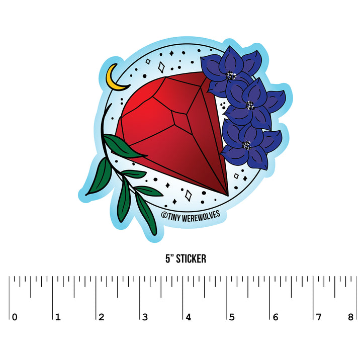 July Crystal & Flower Birthstone Sticker 5" Sticker