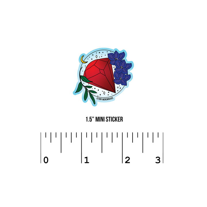 July Crystal & Flower Birthstone Sticker 1.5" Mini Sticker