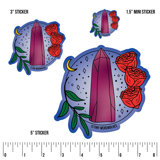Original artwork by Tiny Werewolves | June Crystal & Flower Birthstone Sticker in | Shop to get your gender neutral Sticker