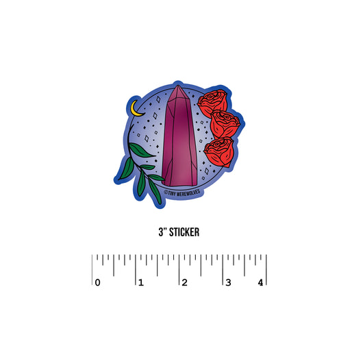 Original artwork by Tiny Werewolves | June Crystal & Flower Birthstone Sticker in 3" Sticker | Shop to get your gender neutral Sticker