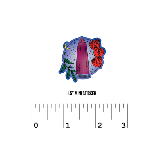 Original artwork by Tiny Werewolves | June Crystal & Flower Birthstone Sticker in 1.5" Mini Sticker | Shop to get your gender neutral Sticker