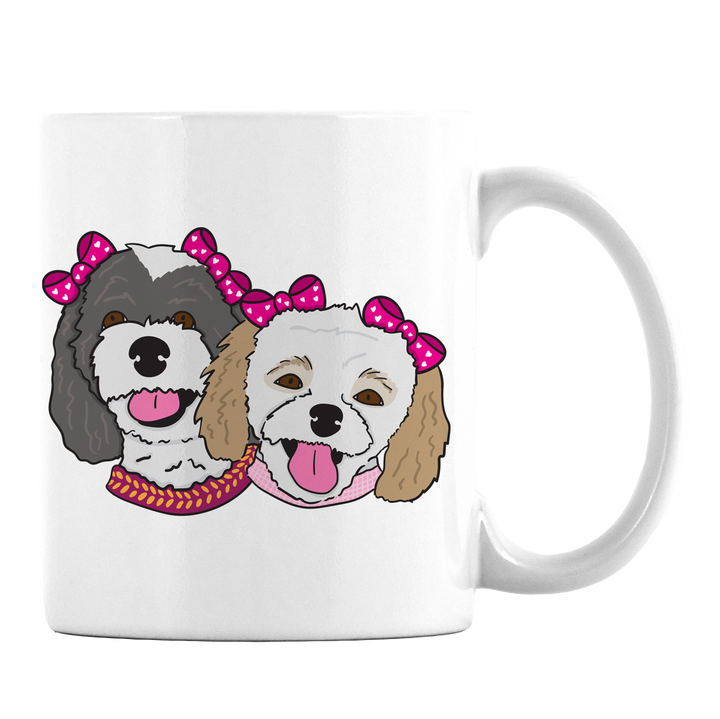Custom Illustrated Pet Face Mug 2 Pets 11oz Mug
