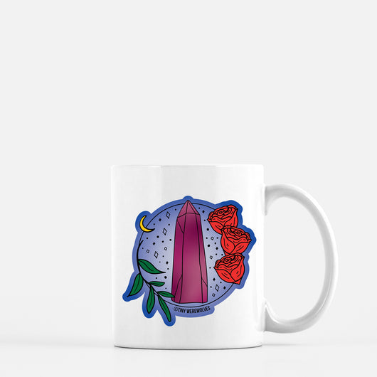 Original artwork by Tiny Werewolves | June Crystal & Flower Birthstone Mug in 11 oz | Shop to get your gender neutral Mug