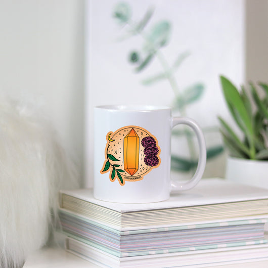 Original artwork by Tiny Werewolves | November Crystal & Flower Birthstone Mug in | Shop to get your gender neutral Mug