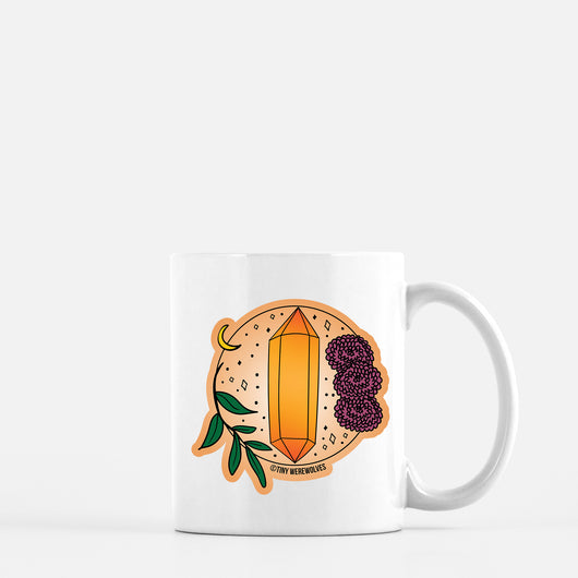 Original artwork by Tiny Werewolves | November Crystal & Flower Birthstone Mug in 11 oz | Shop to get your gender neutral Mug