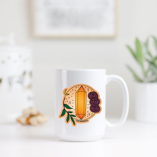 Original artwork by Tiny Werewolves | November Crystal & Flower Birthstone Mug in | Shop to get your gender neutral Mug