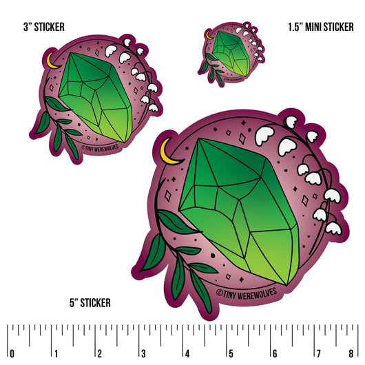 Original artwork by Tiny Werewolves | May Crystal & Flower Birthstone Sticker in | Shop to get your gender neutral Sticker