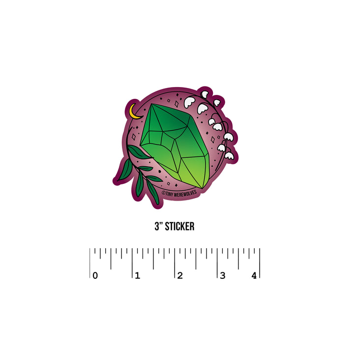 May Crystal & Flower Birthstone Sticker 3" Sticker