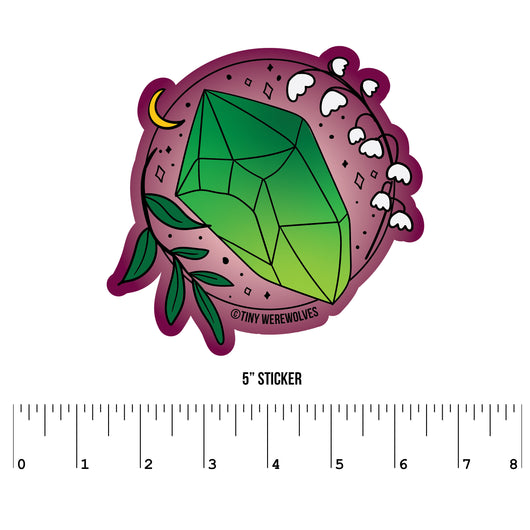 Original artwork by Tiny Werewolves | May Crystal & Flower Birthstone Sticker in 5" Sticker | Shop to get your gender neutral Sticker