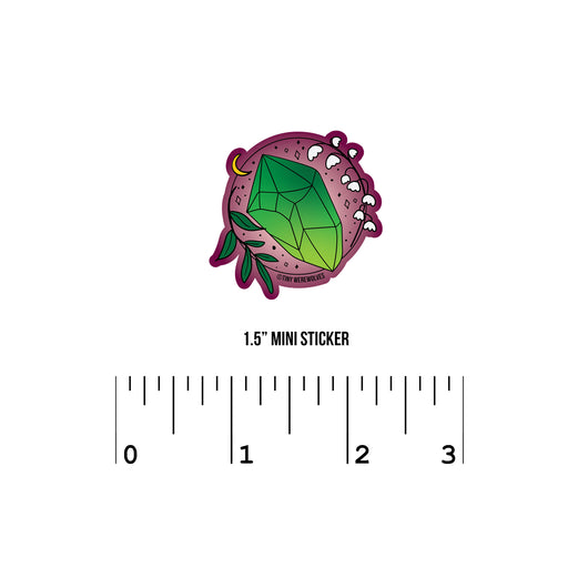 Original artwork by Tiny Werewolves | May Crystal & Flower Birthstone Sticker in 1.5" Mini Sticker | Shop to get your gender neutral Sticker