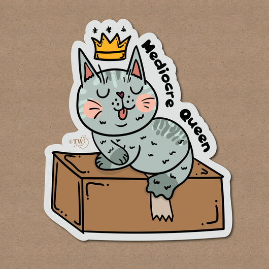 Original artwork by Tiny Werewolves | Mediocre Cat Sticker in | Shop to get your gender neutral Sticker