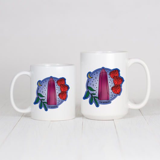 Original artwork by Tiny Werewolves | June Crystal & Flower Birthstone Mug in | Shop to get your gender neutral Mug