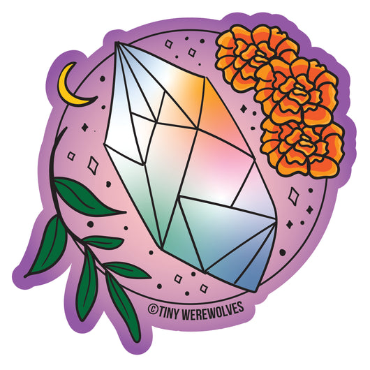 Original artwork by Tiny Werewolves | October Crystal & Flower Birthstone Sticker in | Shop to get your gender neutral Sticker