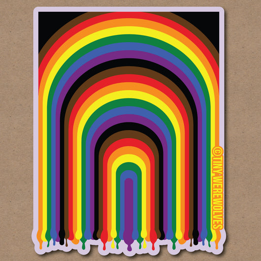 Original artwork by Tiny Werewolves | POC Dripping Rainbow Sticker in | Shop to get your gender neutral Sticker