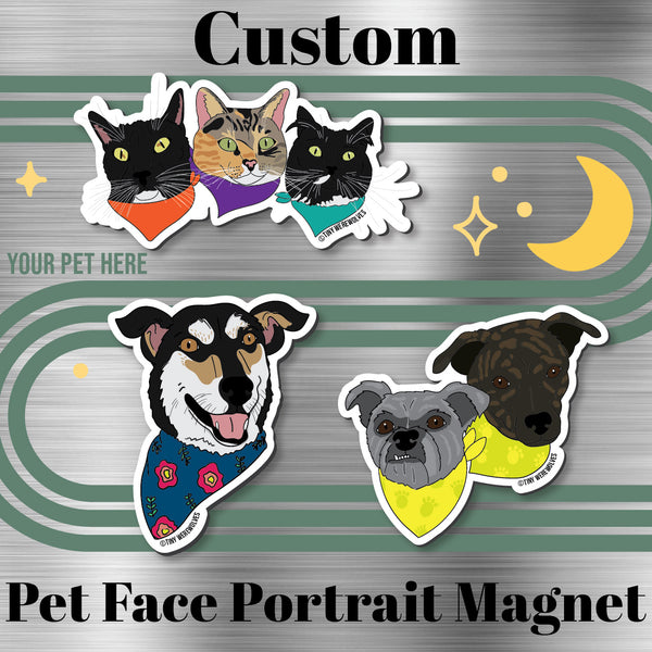 Custom Illustrated Pet Face Magnet