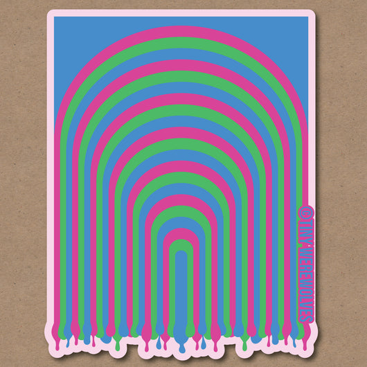 Original artwork by Tiny Werewolves | Polysexual Dripping Rainbow Sticker in | Shop to get your gender neutral Sticker