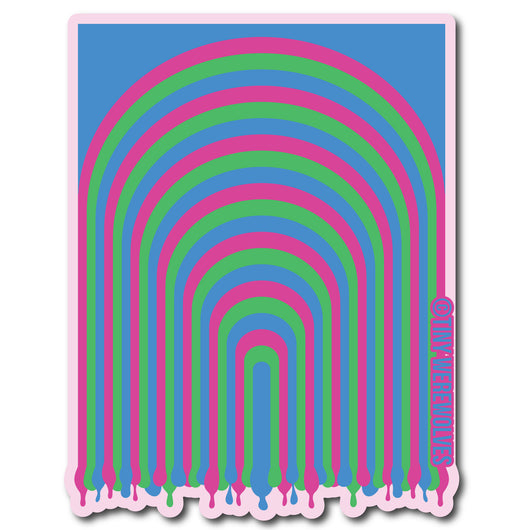 Original artwork by Tiny Werewolves | Polysexual Dripping Rainbow Sticker in 5" Sticker | Shop to get your gender neutral Sticker