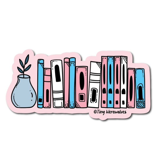 Original artwork by Tiny Werewolves | Transgender Bookshelf Pride Sticker in | Shop to get your gender neutral Sticker