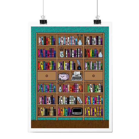 Original artwork by Tiny Werewolves | Pride Bookshelf Art Print in | Shop to get your gender neutral Art Print