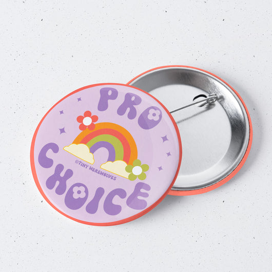 Original artwork by Tiny Werewolves | Pro Choice 1" Mini Button Pin in | Shop to get your gender neutral Metal Pinback Button