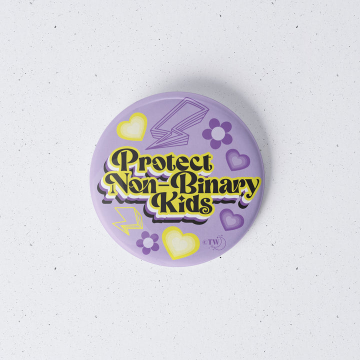 Retro Protect Non-Binary Kids 1" Mini Button Pin 1" Button