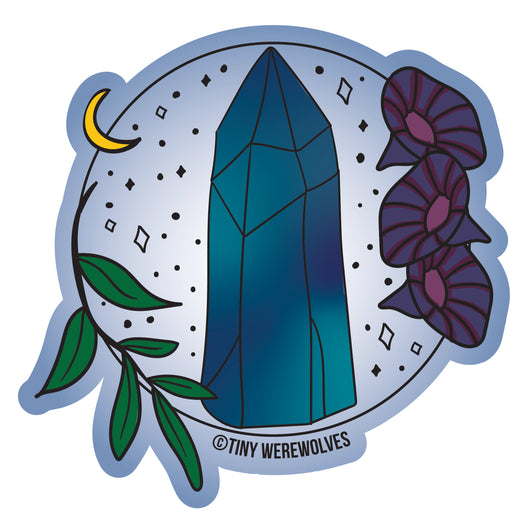 Original artwork by Tiny Werewolves | September Crystal & Flower Birthstone Sticker in | Shop to get your gender neutral Sticker
