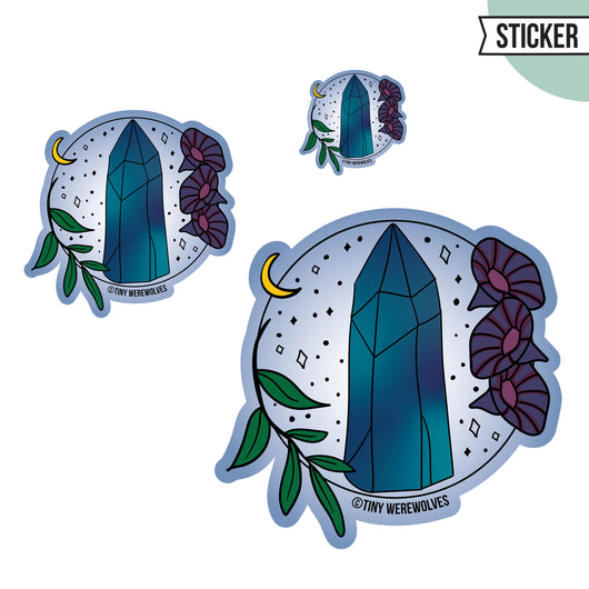 Original artwork by Tiny Werewolves | September Crystal & Flower Birthstone Sticker in | Shop to get your gender neutral Sticker