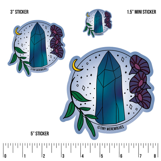 Original artwork by Tiny Werewolves | September Crystal & Flower Birthstone Sticker in | Shop to get your gender neutral Sticker