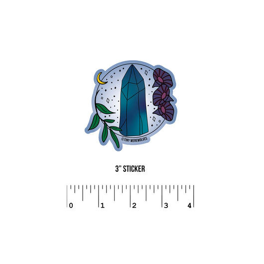 Original artwork by Tiny Werewolves | September Crystal & Flower Birthstone Sticker in 3" Sticker | Shop to get your gender neutral Sticker