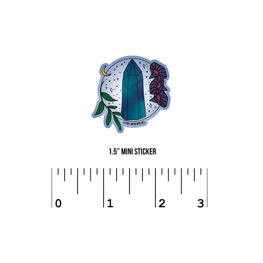 Original artwork by Tiny Werewolves | September Crystal & Flower Birthstone Sticker in 1.5" Mini Sticker | Shop to get your gender neutral Sticker