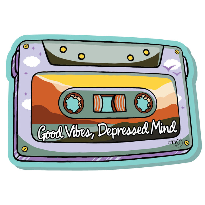 Good Vibes, Depressed Mind Mint Acrylic Pin 1.5" Pin
