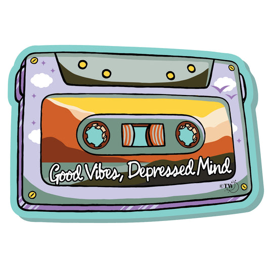 Original artwork by Tiny Werewolves | Good Vibes, Depressed Mind Acrylic Pin in | Shop to get your gender neutral Acrylic Pin