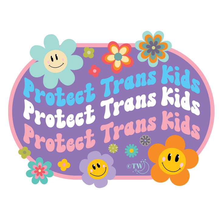 Retro Flower Protect Trans Kids Decal Sticker