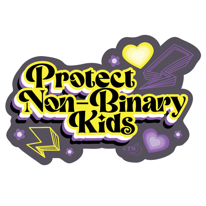 Retro Protect Non-Binary Kids Decal Sticker
