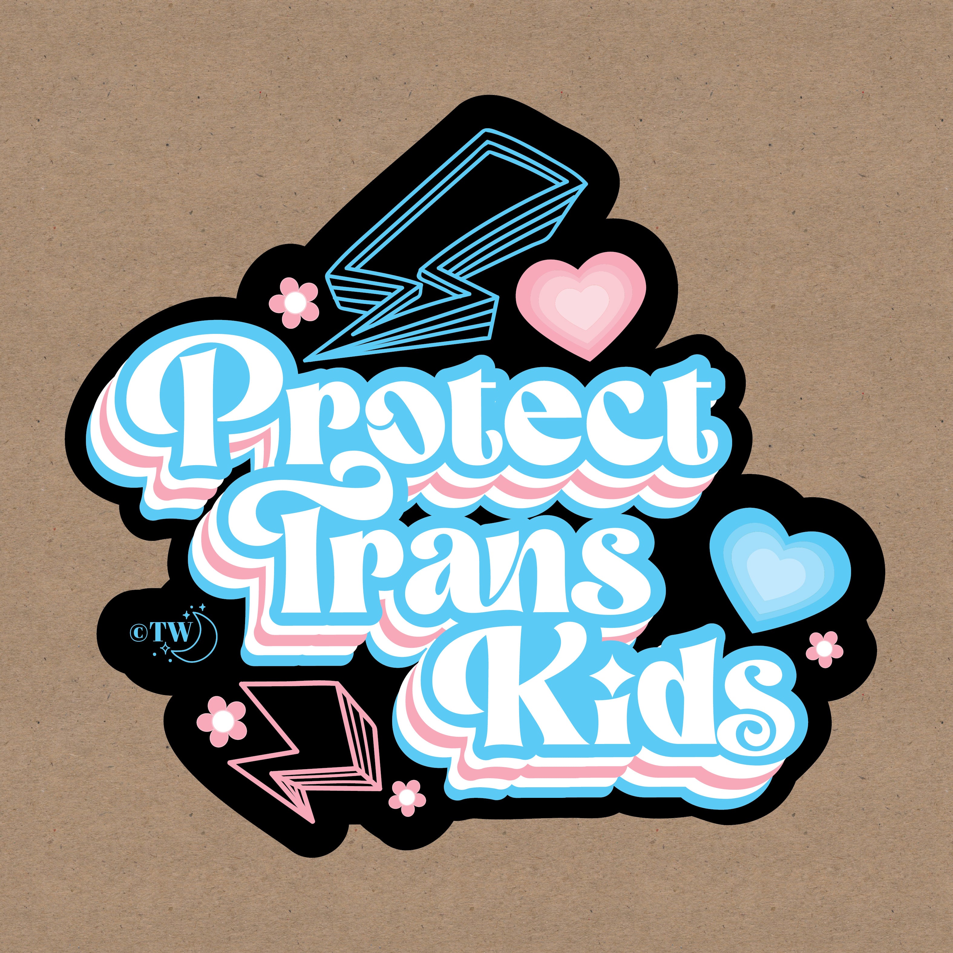Retro Protect Trans Kids Decal Sticker – Tiny Werewolves
