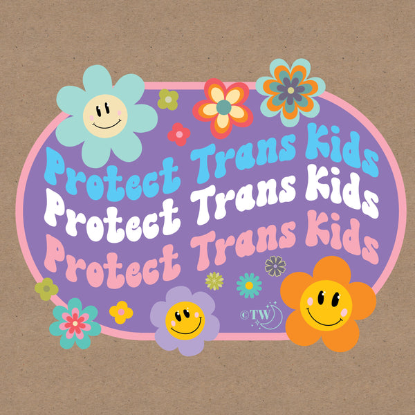 Retro Flower Protect Trans Kids Decal Sticker