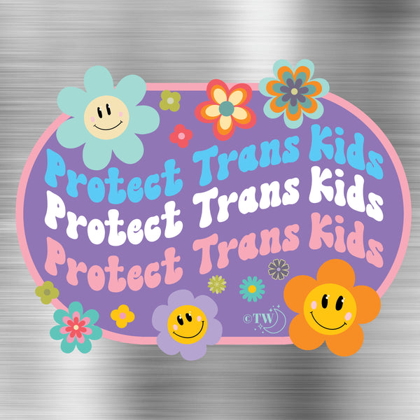 Retro Flower Protect Trans Kids Magnet
