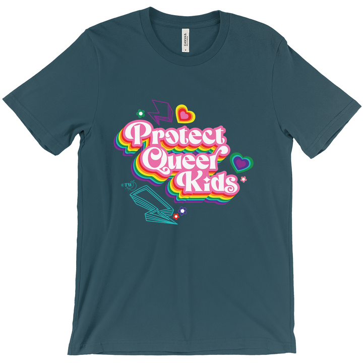 Retro Protect Queer Kids Unisex Fitted Tee Deep Teal