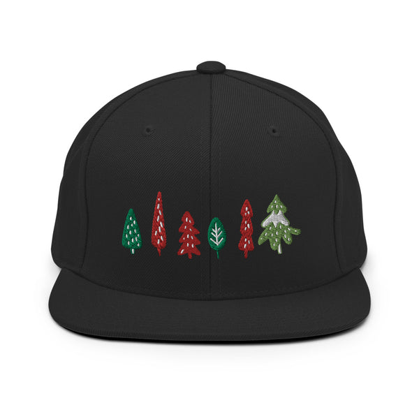 Original artwork by Tiny Werewolves | Trees Embroidered Snapback in Black | Shop to get your gender neutral Snapback