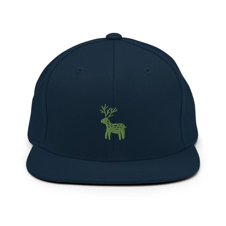 Reindeer Embroidered Snapback Dark Navy
